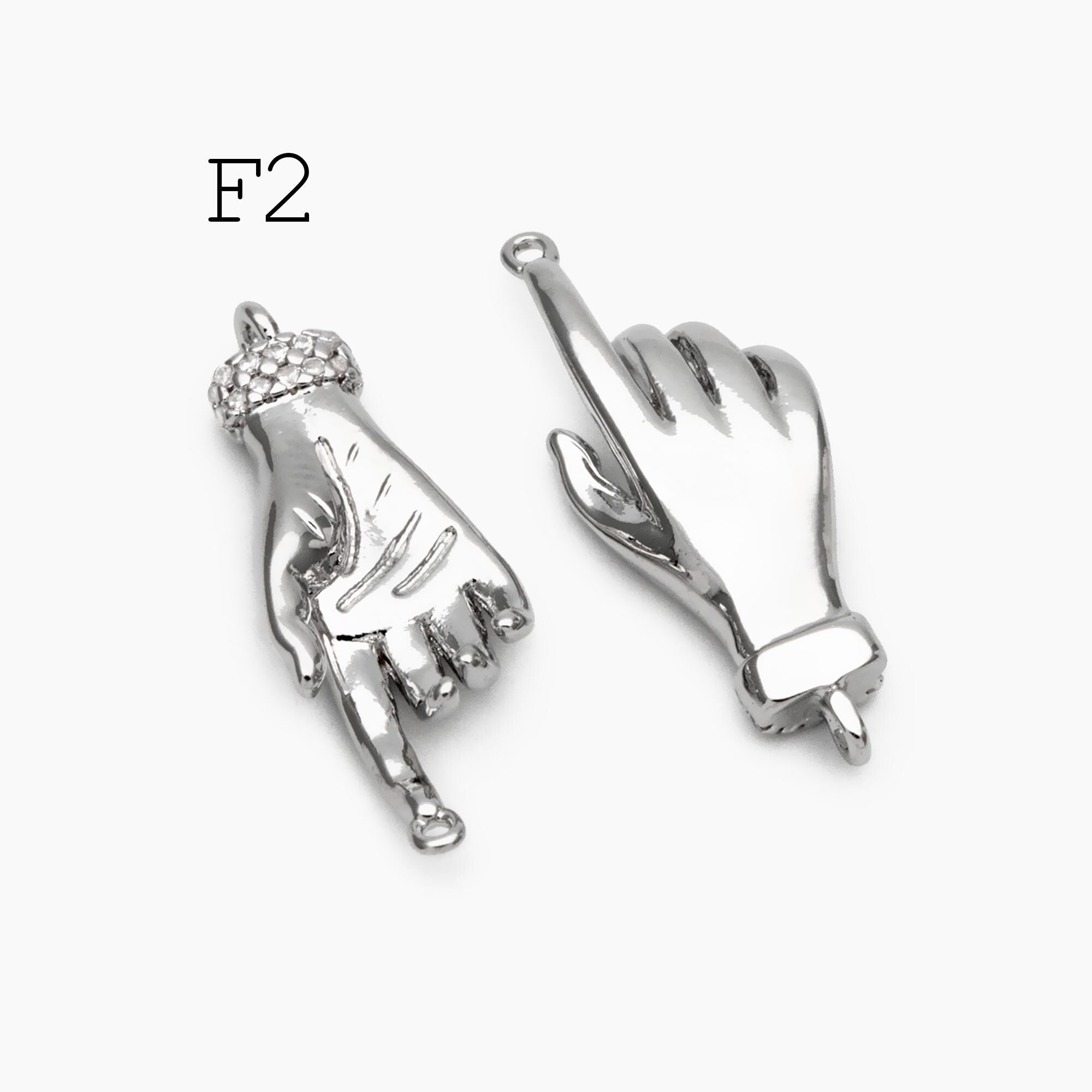 4pcs Gold/ Silver Hand Charms, Gold/ Rhodium plated Brass, DIY Jewelry Making Supplies (GB-4156)